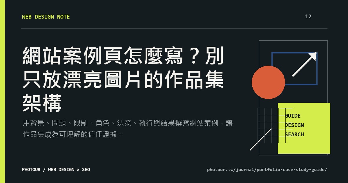 網站案例頁怎麼寫?別只放漂亮圖片的作品集架構重點摘要圖