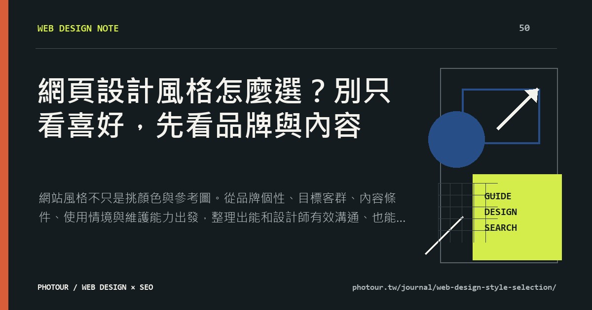網頁設計風格怎麼選？別只看喜好，先看品牌與內容重點摘要圖