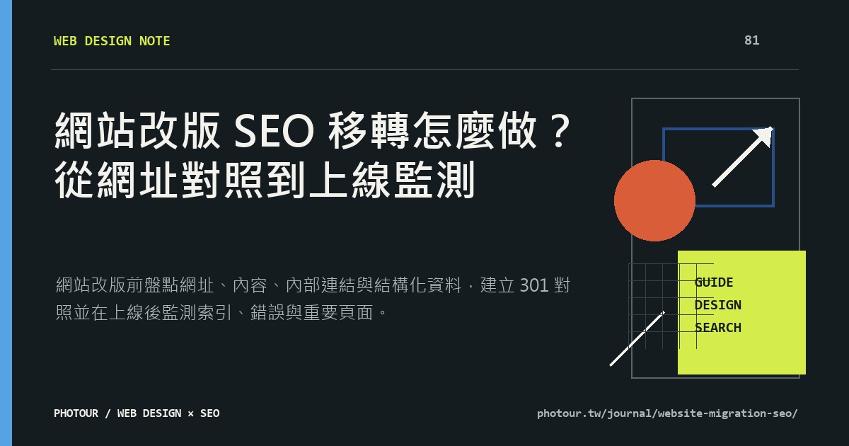 網站改版 SEO 移轉怎麼做?從網址對照到上線監測重點摘要圖